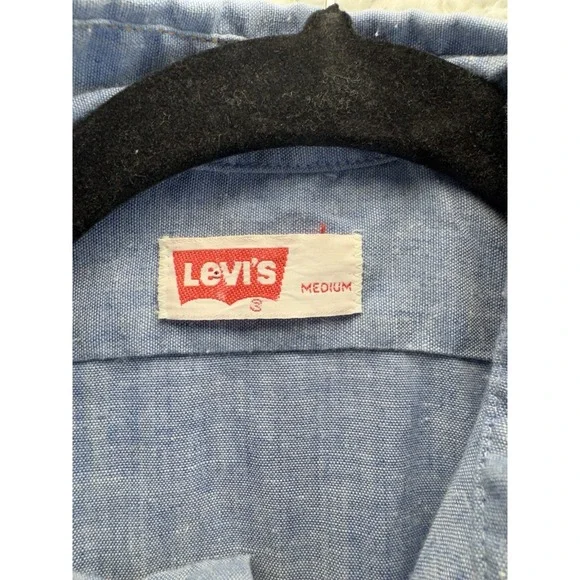 Vtg 70s Levi's Orange Tab Embroidered Chambray Shirt - Front & Back Floral Sun - Picture 6 of 12